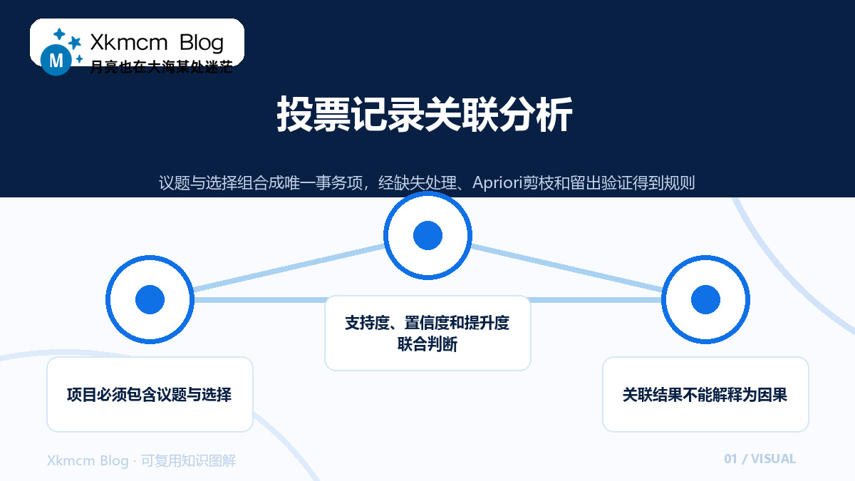 把投票记录变成关联规则:编码、缺失值与提升度的完整案例 - 投票记录关联分析